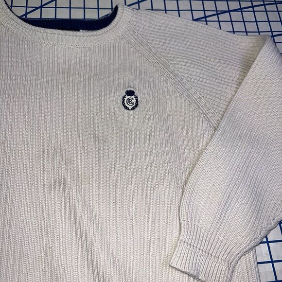 Vintage Chaps Ralph Lauren Knit Sweater Size Medium White Casual - Picture 7 of 9